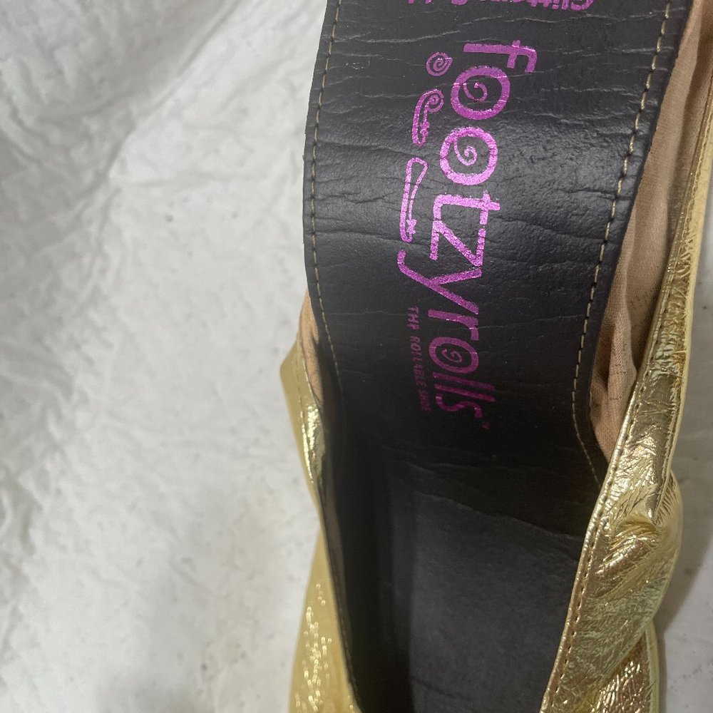 Footzyrolls Luxe Rollable Shoes - Ballerinas Size large 9-10 - gold